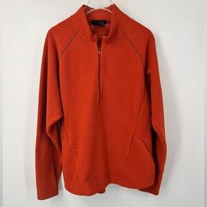 Nike Sphere 1/4 Zip Pullover Fleece Top Waffle Knit Orange Small